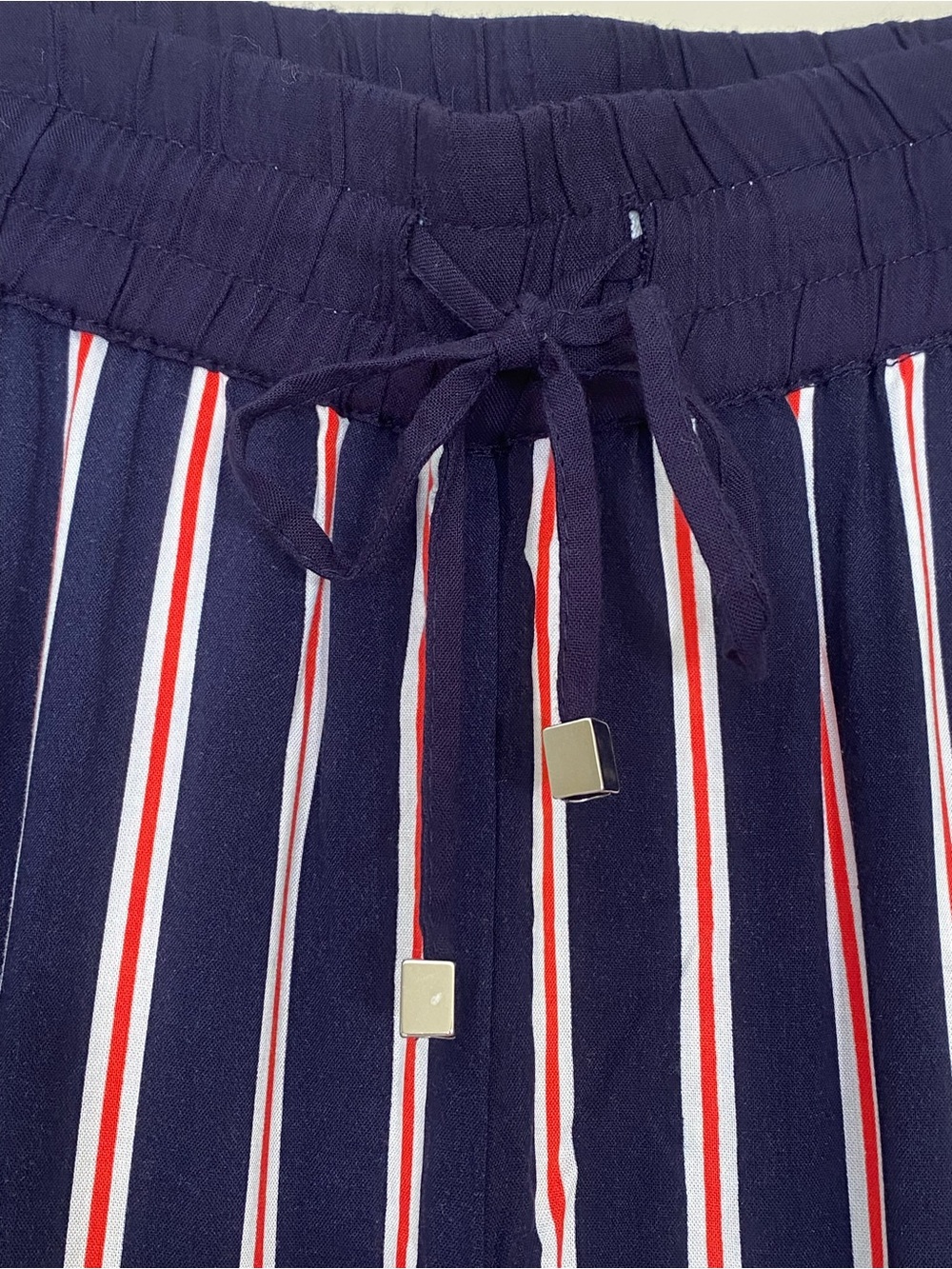 Cynthia Rowley Classic Striped Wide Leg Pants Nautical Dark Navy Red White Large - Picture 4 of 11